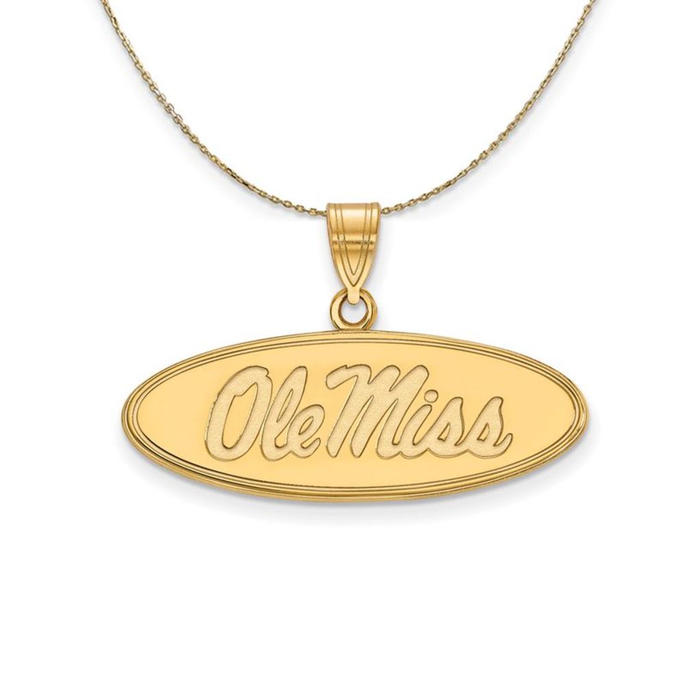 14k Yellow Gold U. of Mississippi Md Oval Logo Necklace - 22 Inch